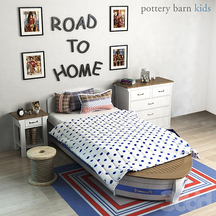 Pottery barn Speedboat Bed Trundle 3D