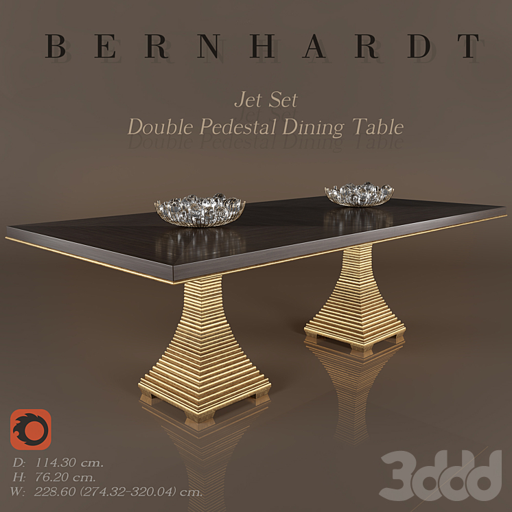 Bernhardt jet set double clearance pedestal dining table
