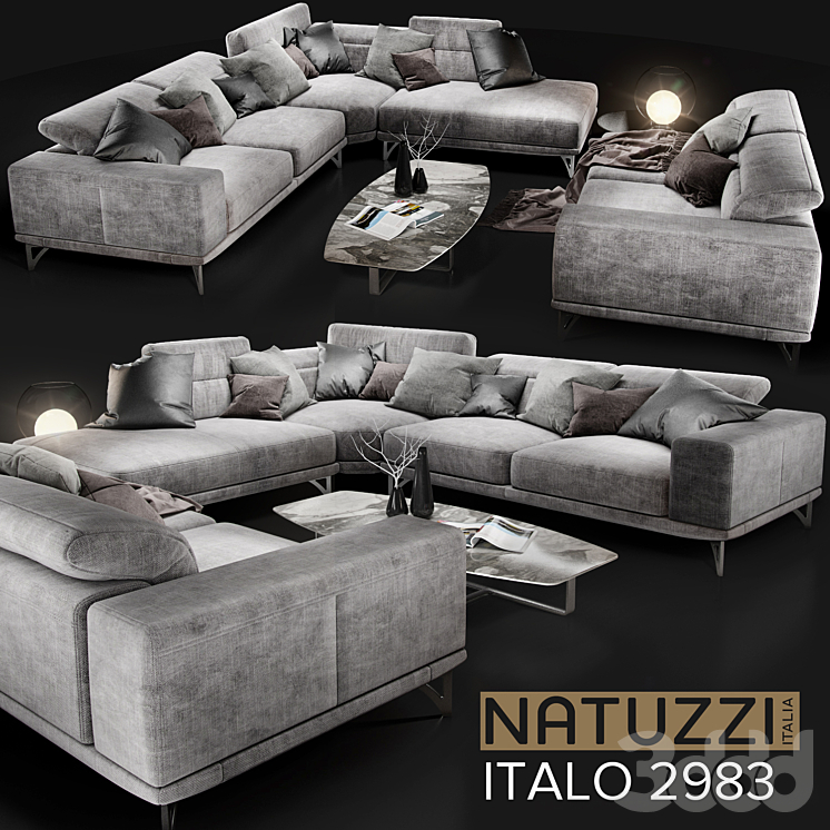 Диван NATUZZI Italo 2983 grey - Диваны - 3D модель