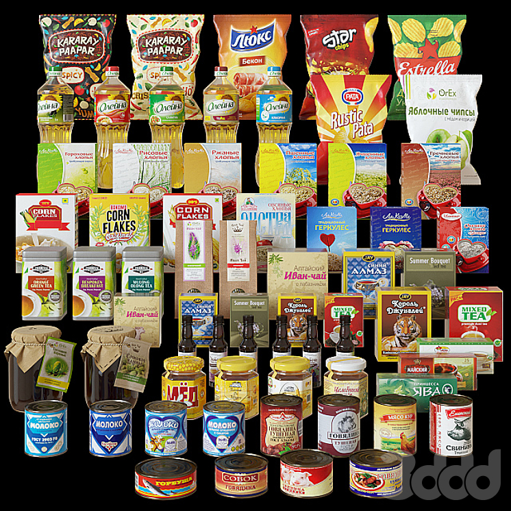Набор продуктов - Еда и напитки - 3D модель