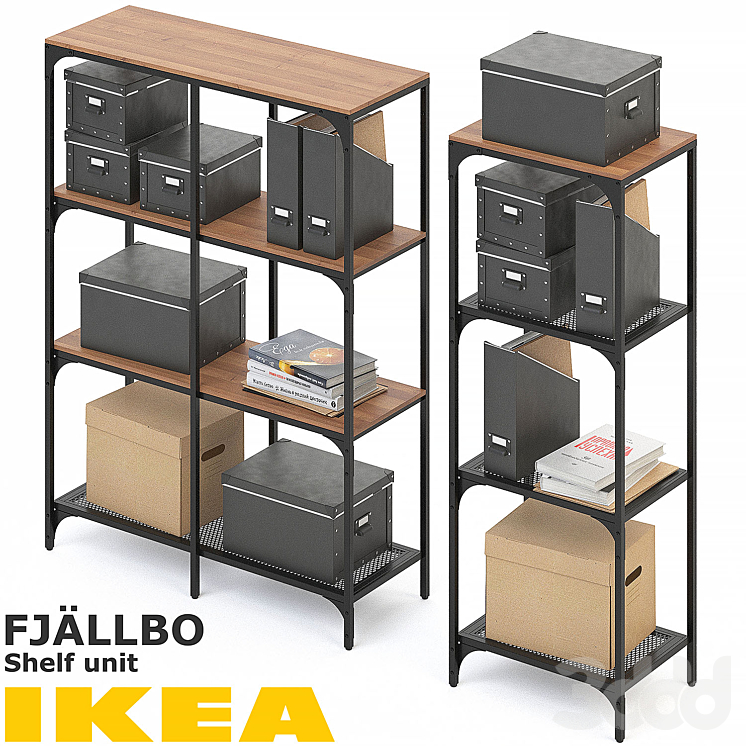 FJALLBO (ФЬЕЛЛЬБО) SHELF UNIT SET - Стеллаж - 3D модель