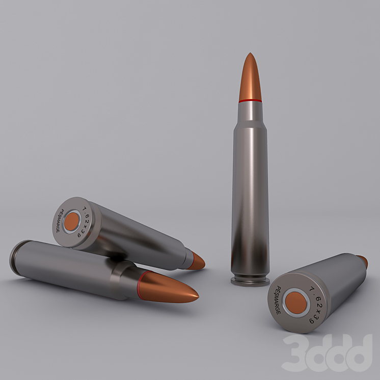 3d модель патрон. 6,8 × 43 мм Remington SPC. Моделька пули. Современные пули. Трехмерная модель пули.