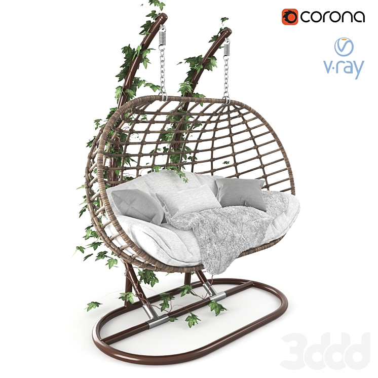 Садовые качели подвесные "кокон" из ротанга - Разное - 3D модель