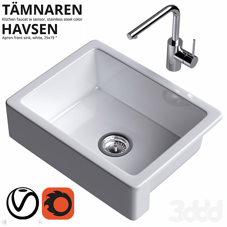 Ikea TAMNAREN, HAVSEN - Мойка - 3D модель