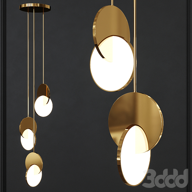 Lee Broom ECLIPSE CHANDELIER POLISHED GOLD 3D