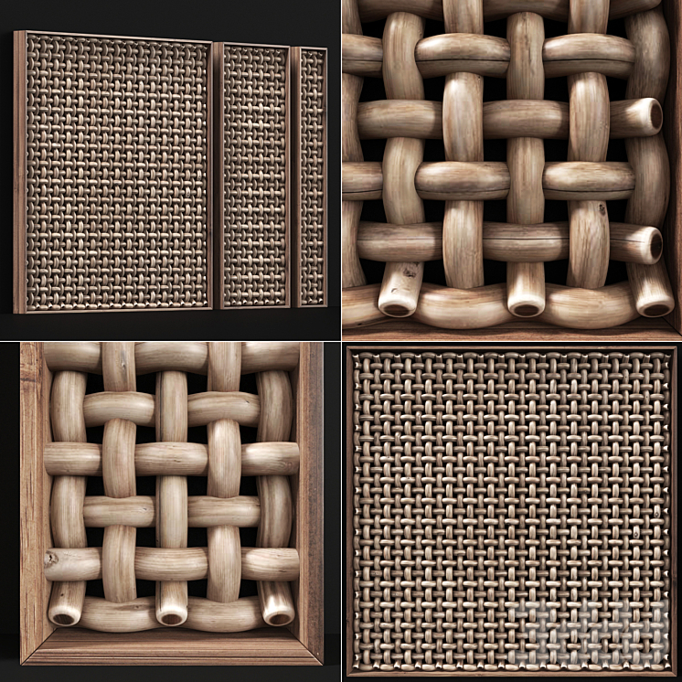 Wicker wood panel frame n2 / Плетеная панель в раме из дерева - Другие ...