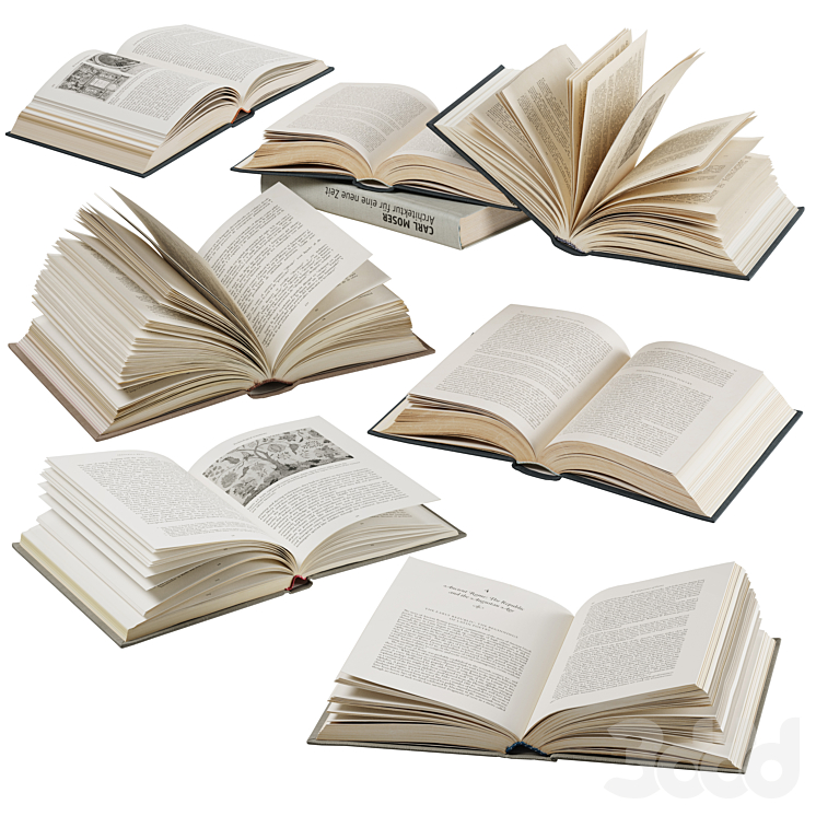 opened books collection - Книги - 3D модель