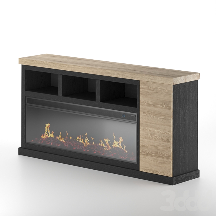 Tonnari 74 TV Stand with Electric Fireplace 3D