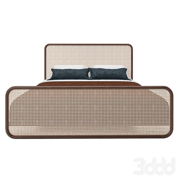 Retro Rattan Bed Кровати 3D модель