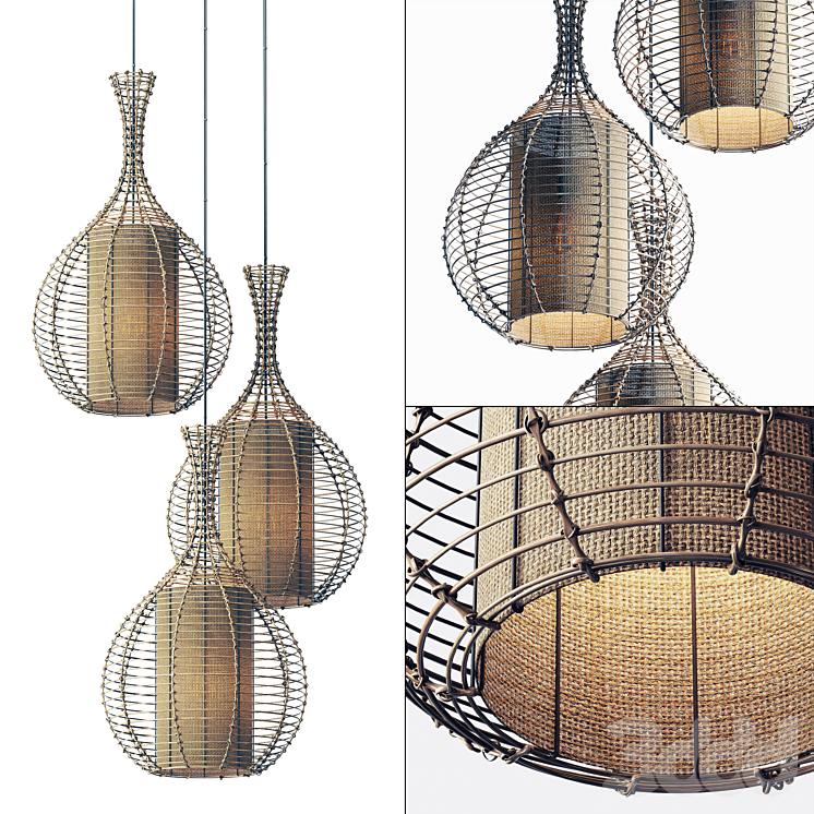 Lamp wicker branch rattan jug / Люстра плетеная из ротанга кувшин ...