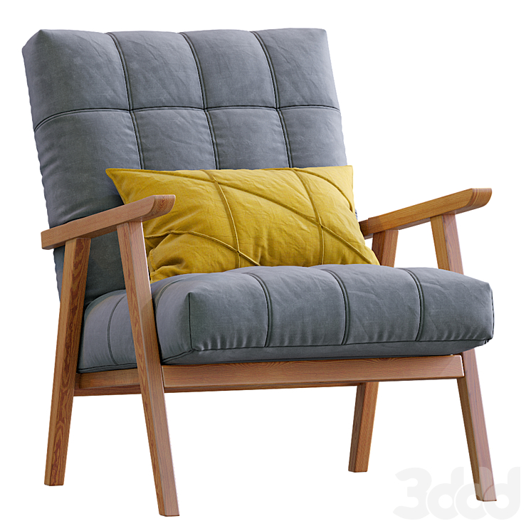 Arkin Wooden Frame Accent Chair Grey Кресла 3D модель