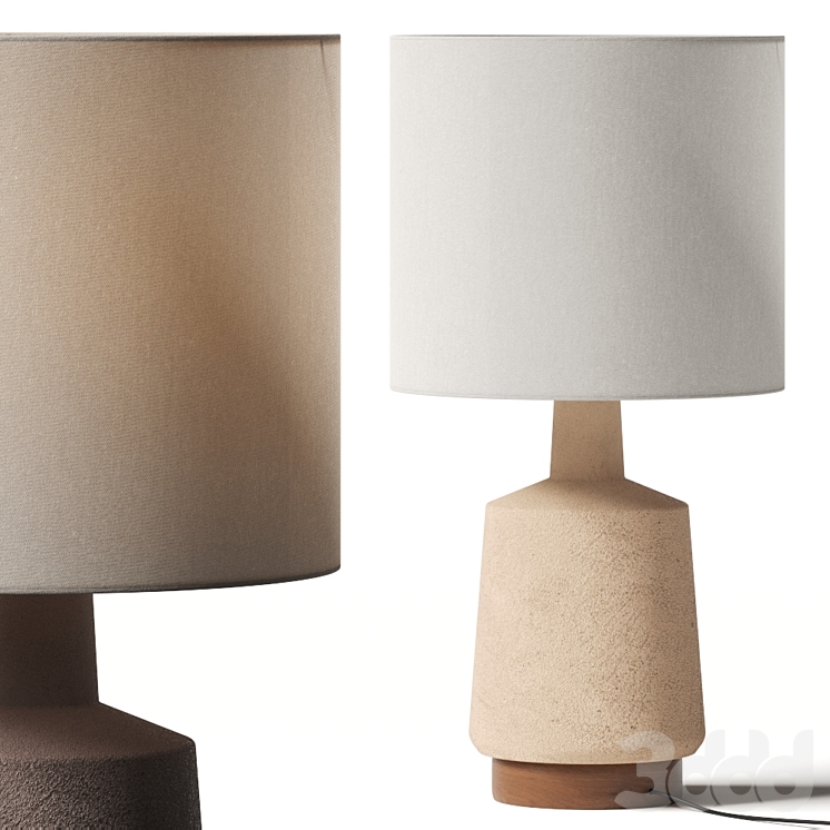 West Elm Wood & Ceramic Table Lamp Настольный 3D модель