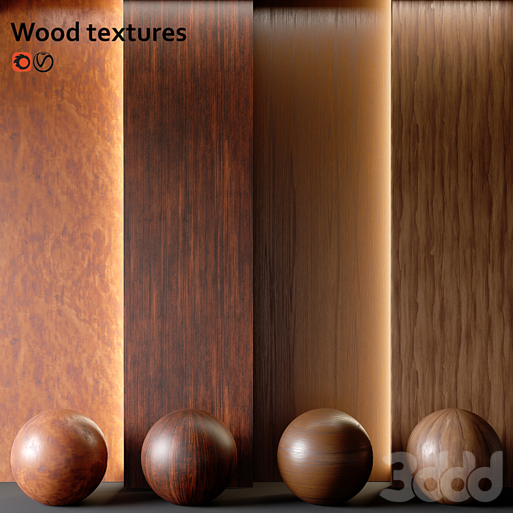 Бесшовные текстуры дерева 4к - Дерево - 3D модель