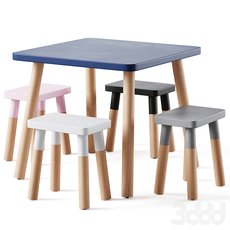 Nico Yeye Peewee Square Kids Table and Chairs by Pottery Barn