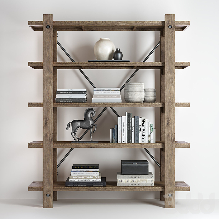 Pottery barn BENCHWRIGHT ETAGERE BOOKCASE Стеллаж 3D модель