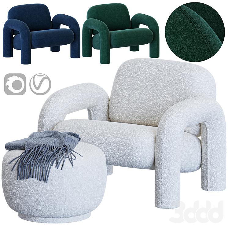 Armchair bobo and lavinia Made 3D model