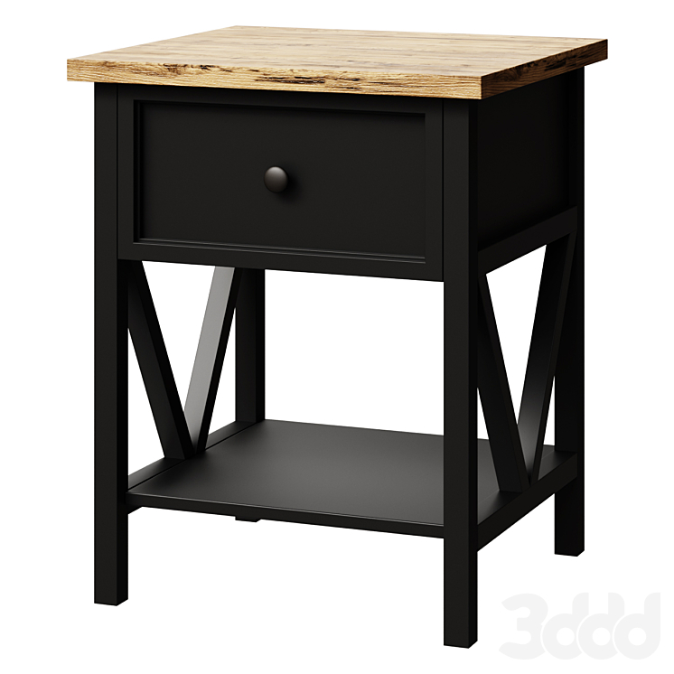Natalee Barnwood and Black One Drawer Side Table прикроватная тумба ...