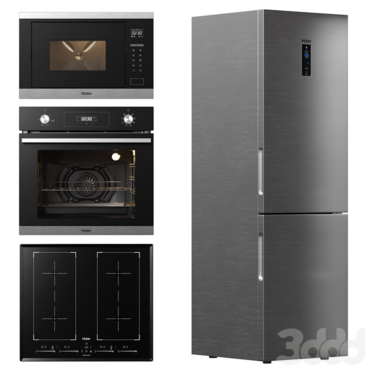 HAIER - kitchen set black - Техника - 3D модель