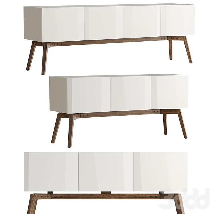 Alba large shop white lacquer credenza