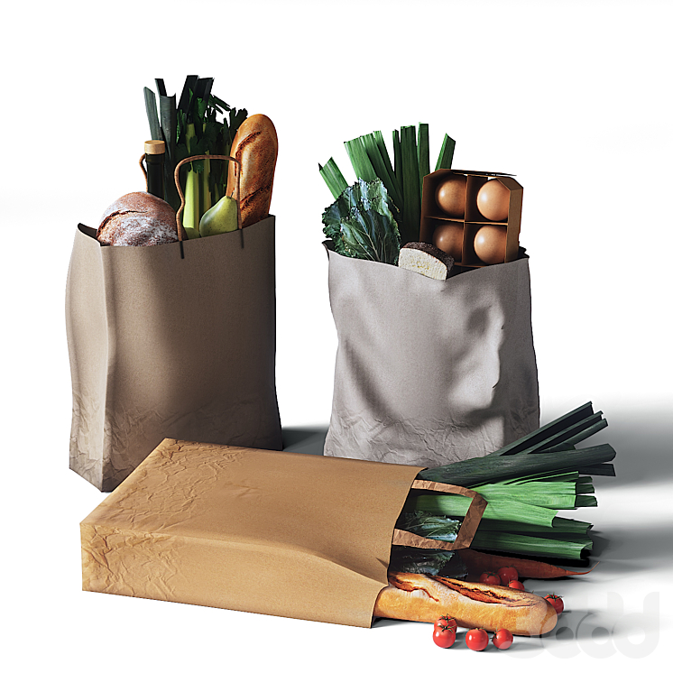 Пакеты с продуктами - Еда и напитки - 3D модель