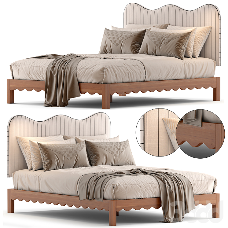 Roma Platform Bed with Noah headboard Кровати 3D модель