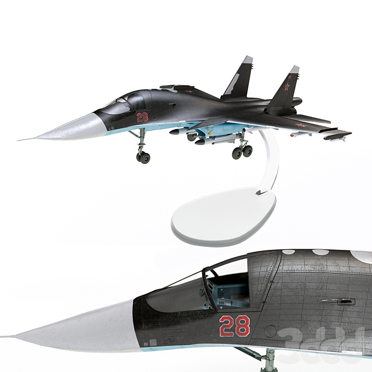 Пластиковая модель самолета СУ-34 - Другие предметы интерьера - 3D модель