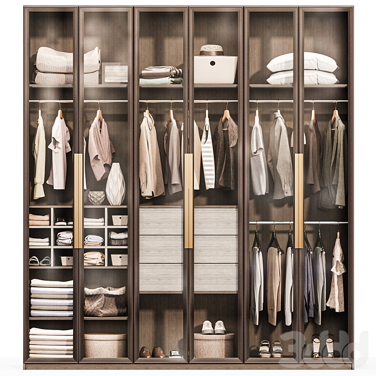 Шкаф гардероб одежда с дверцами 15112023 - Шкафы - 3D модель