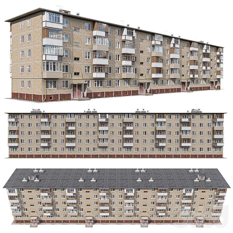 Панельный дом. Серия 1–464 - Здание - 3D модель