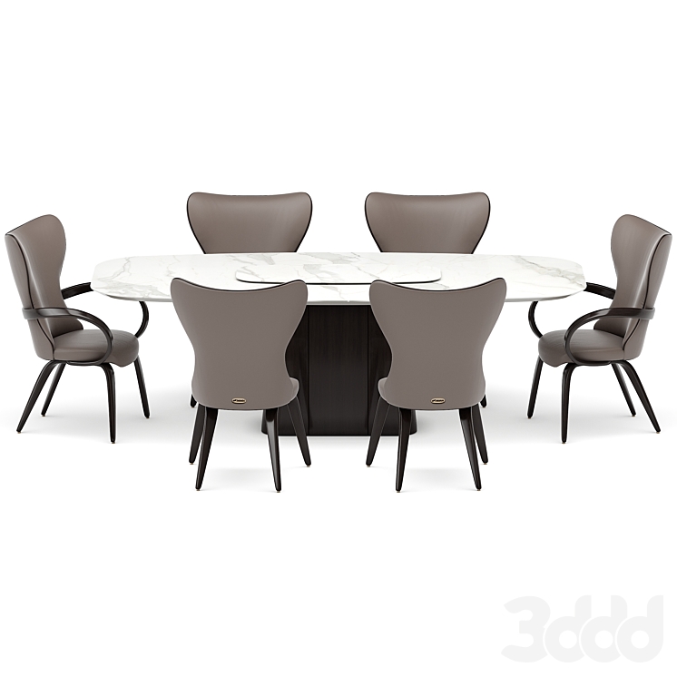 Обеденная группа со столом STK 120 x 240 (Statuario) и стульями Apriori ...