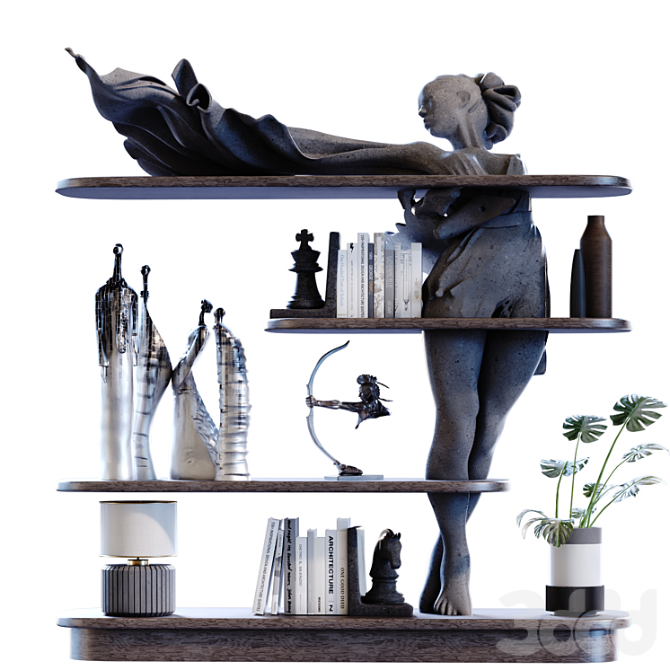 Modern shelf and rack set 785 - Стеллаж - 3D модель
