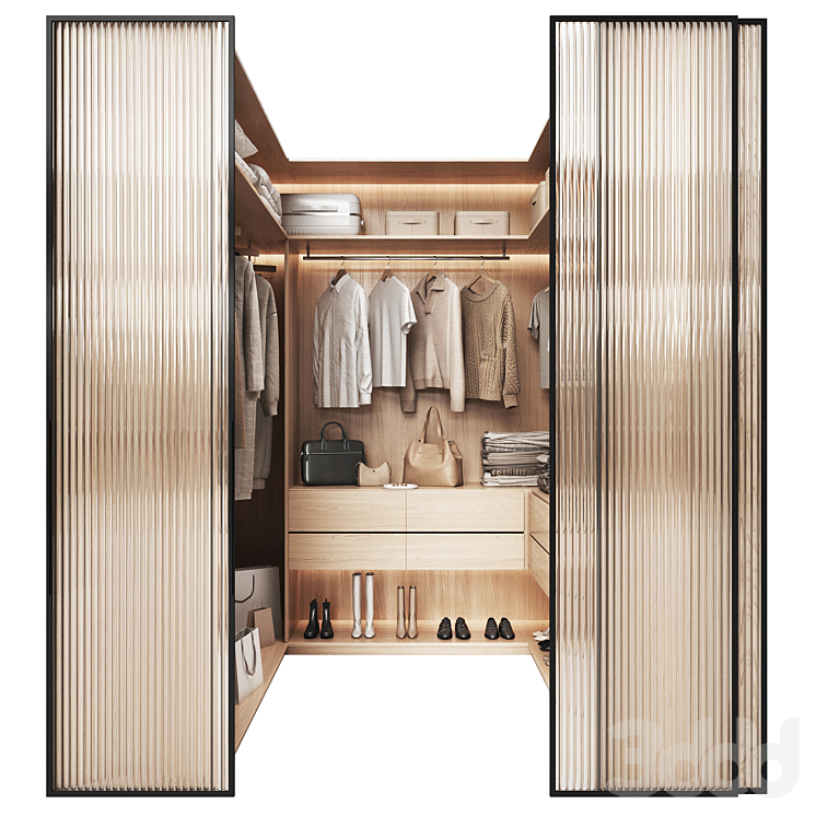 Three-wall wardrobe unit - Шкафы - 3D модель