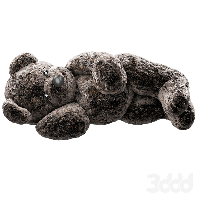медведь лежит на боку - Игрушки - 3D модель