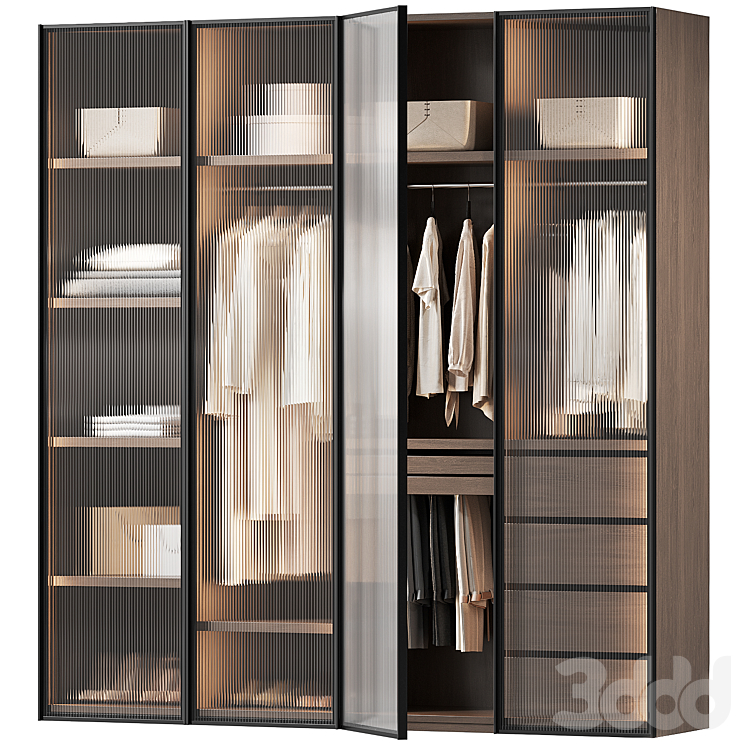 Wardrobe with fluted glass - Шкафы - 3D модель