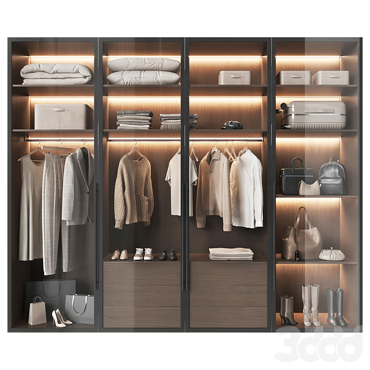 Wardrobe with glass doors - Шкафы - 3D модель