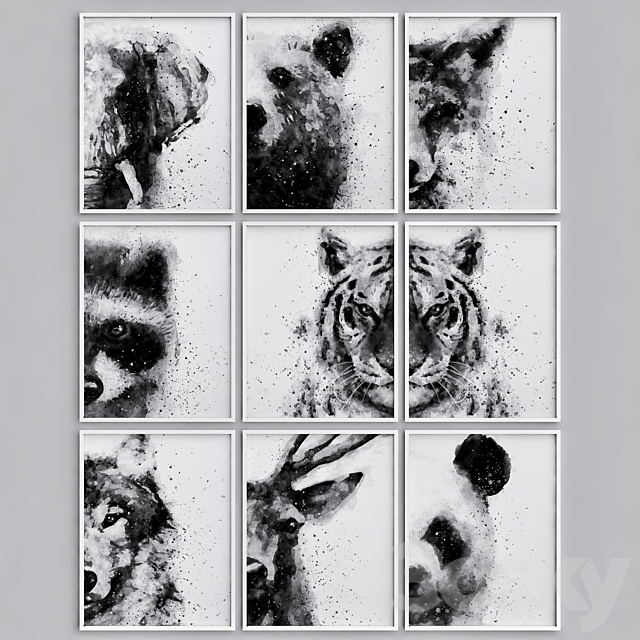 Animal wall art Frame 3D Models