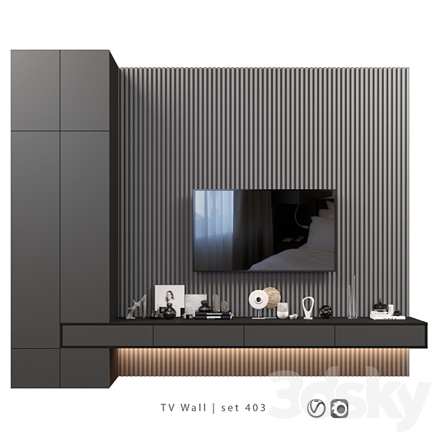 TV Wall set 403 TV Wall 3D Models