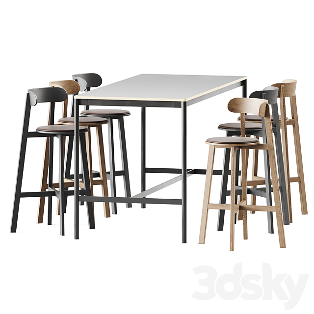 Base Table High Muuto and Roda Bar Stool by Branca Lisboa Table