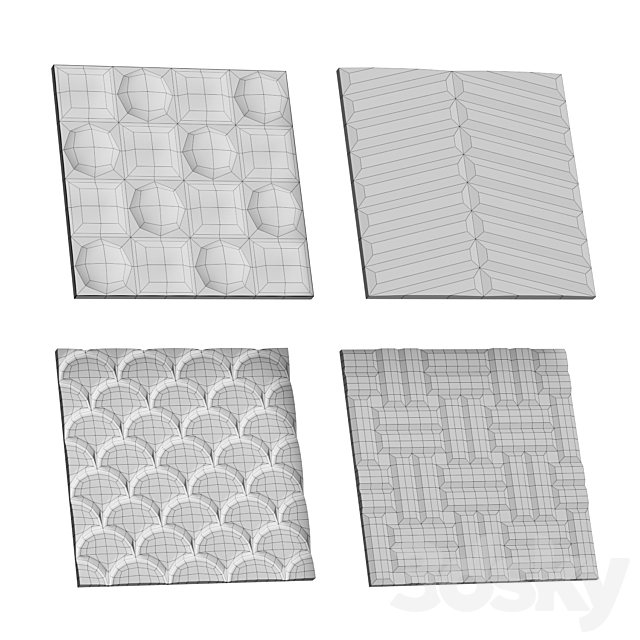 Fluted glass Set 16 Glass 3D Models