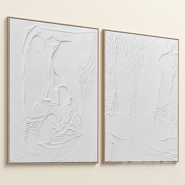 White Textural Plaster Wall Art C438 Frame 3D Models