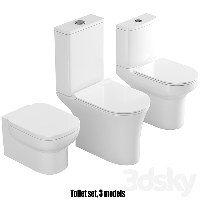 Toilet set 02 Toilet and Bidet 3D Models