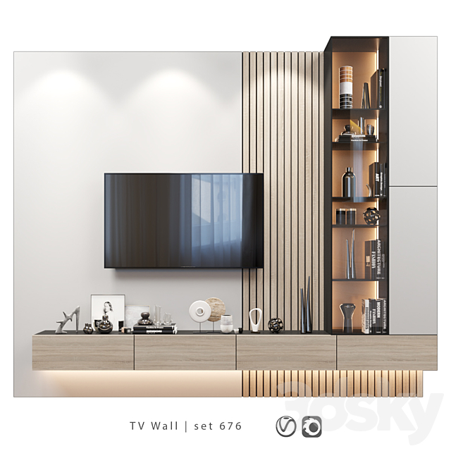 TV Wall set 676 TV Wall 3D Models