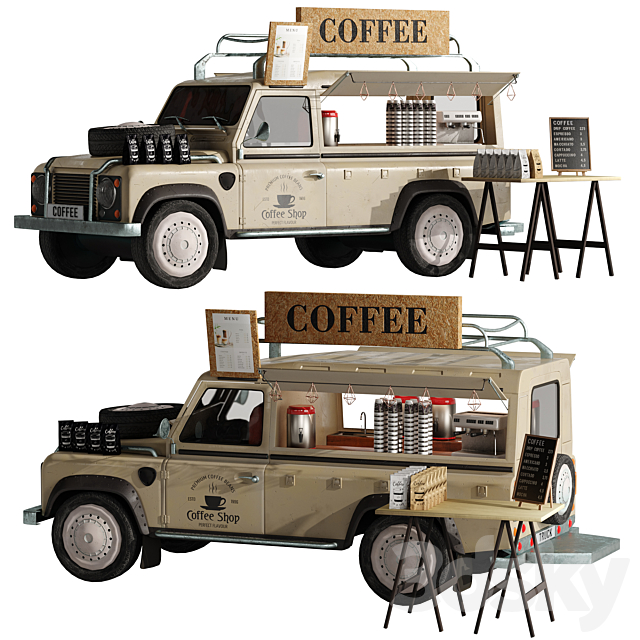 Food truck coffee jeep 1 Other 3D Models