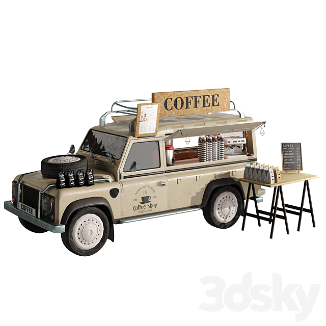 Food truck coffee jeep 1 Other 3D Models