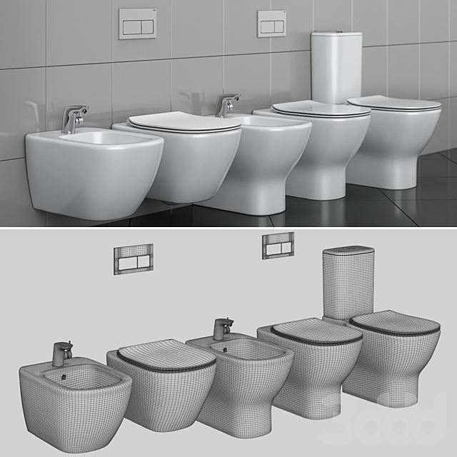 Унитаз и биде Ideal | TESI - Унитаз и Биде - 3D Модель