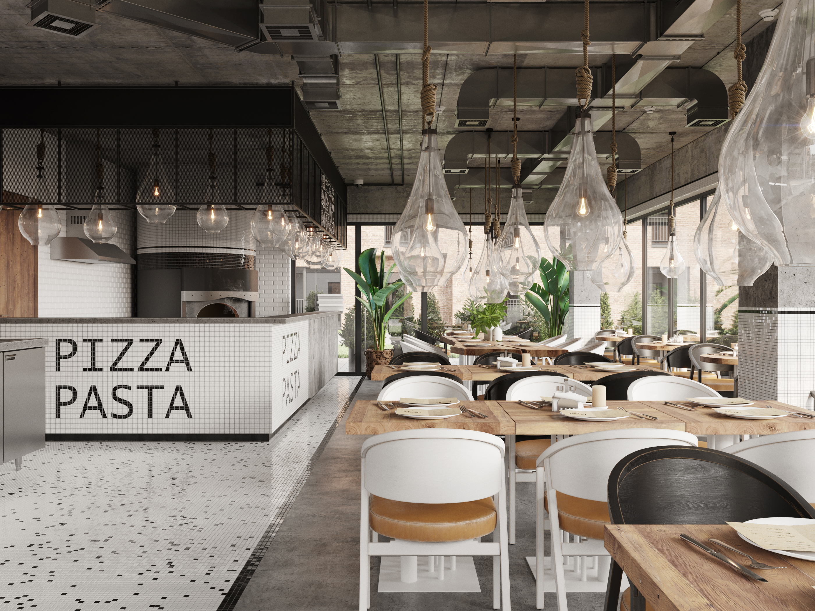 Contemporary pizza-pasta restaurant in Almaty, Kazakhstan - Работа из  галереи 3D Моделей