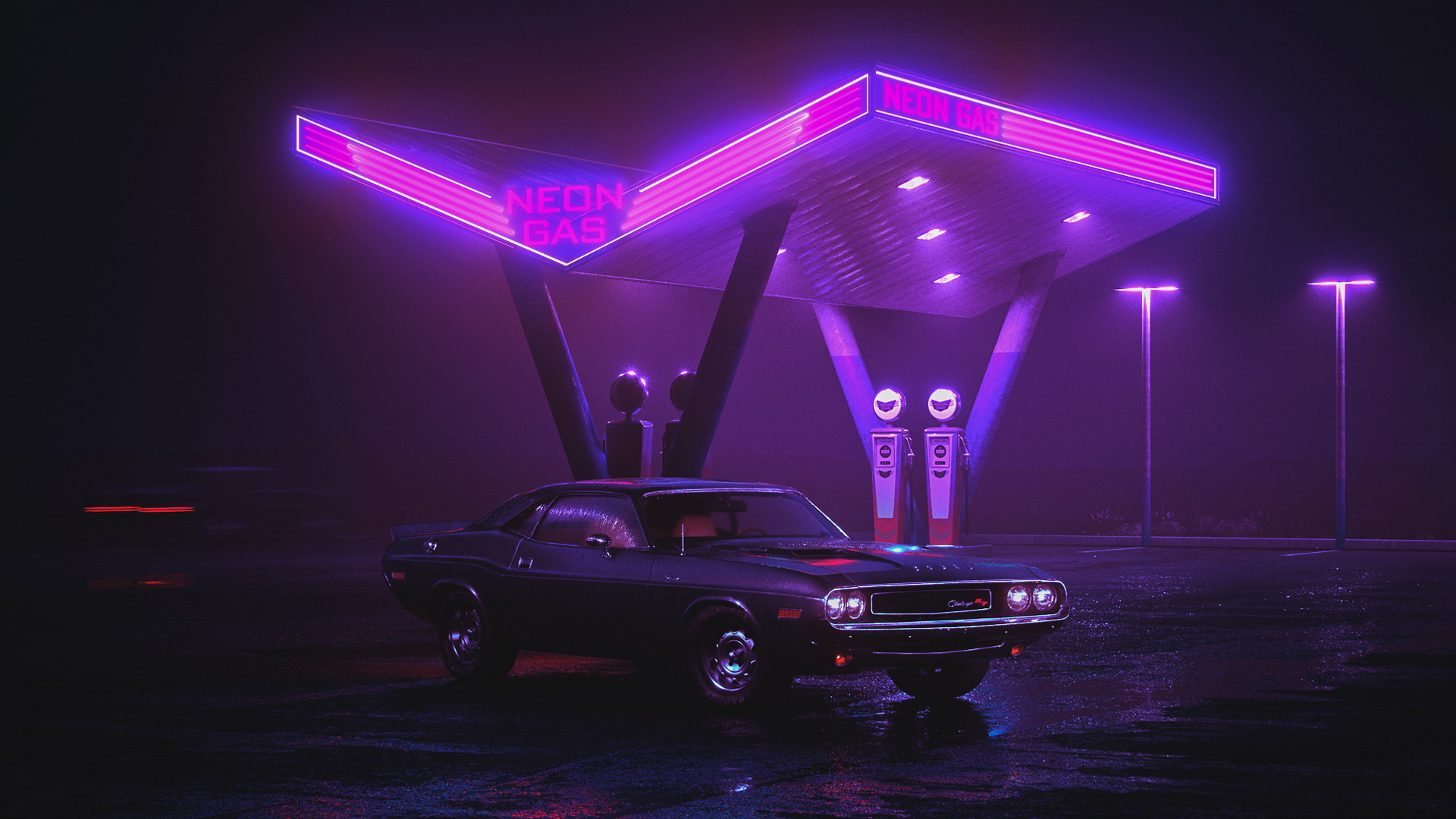 Neon Gas Station - Работа из галереи 3D Моделей