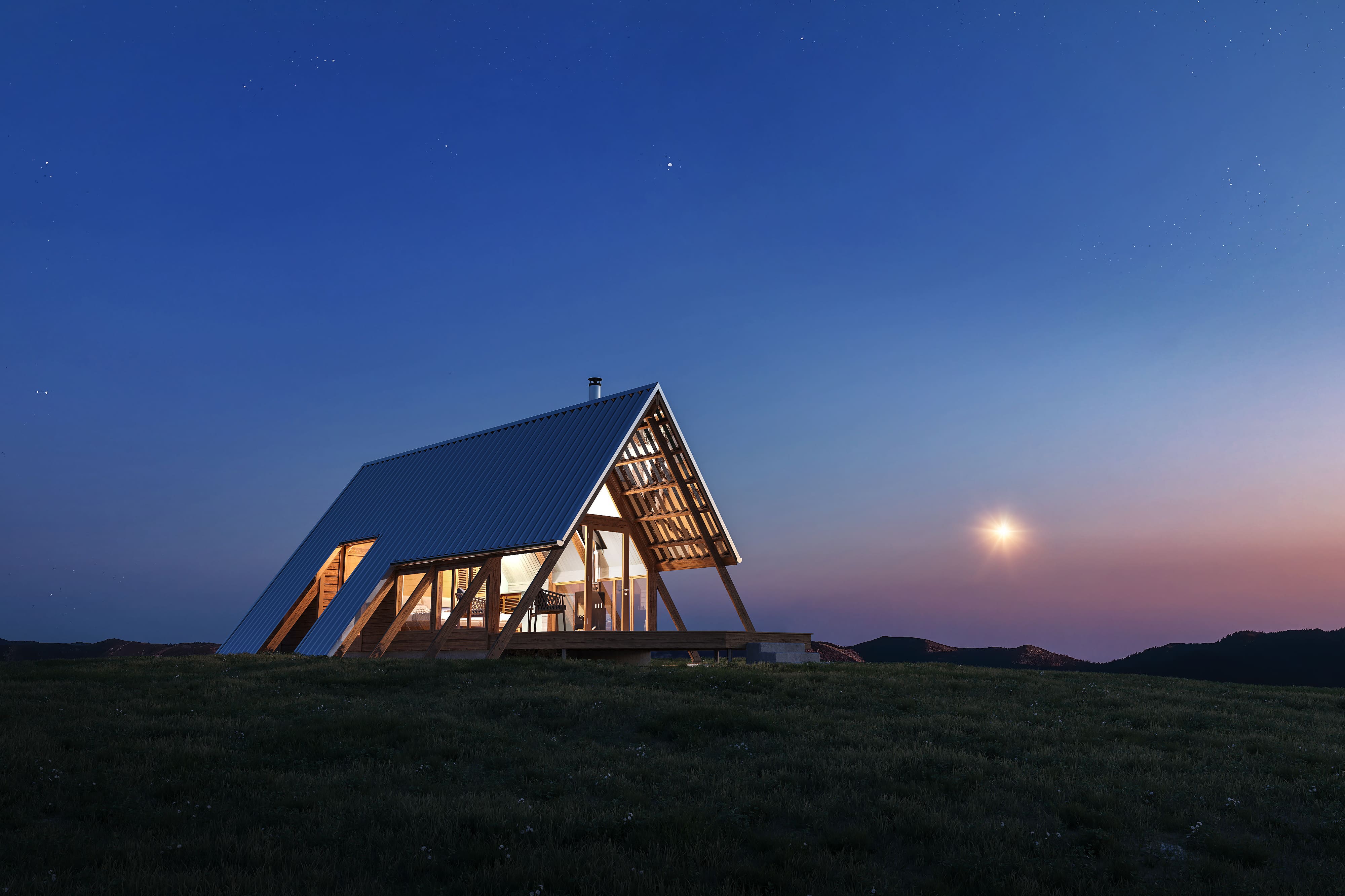 Cabin in fields (сделано по референсу) - Работа из галереи 3D Моделей