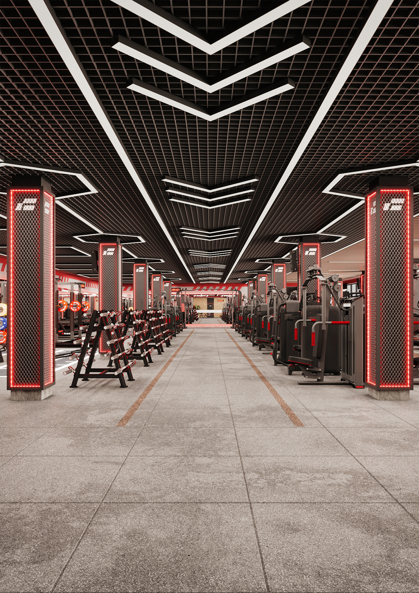 Gym interior design - Работа из галереи 3D Моделей