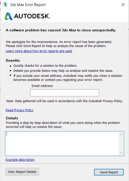 Ошибка max. Ошибка аутодеск. 3ds Max Error Report как исправить. Ошибка Autodesk AUTOCAD Error Report. Error email.