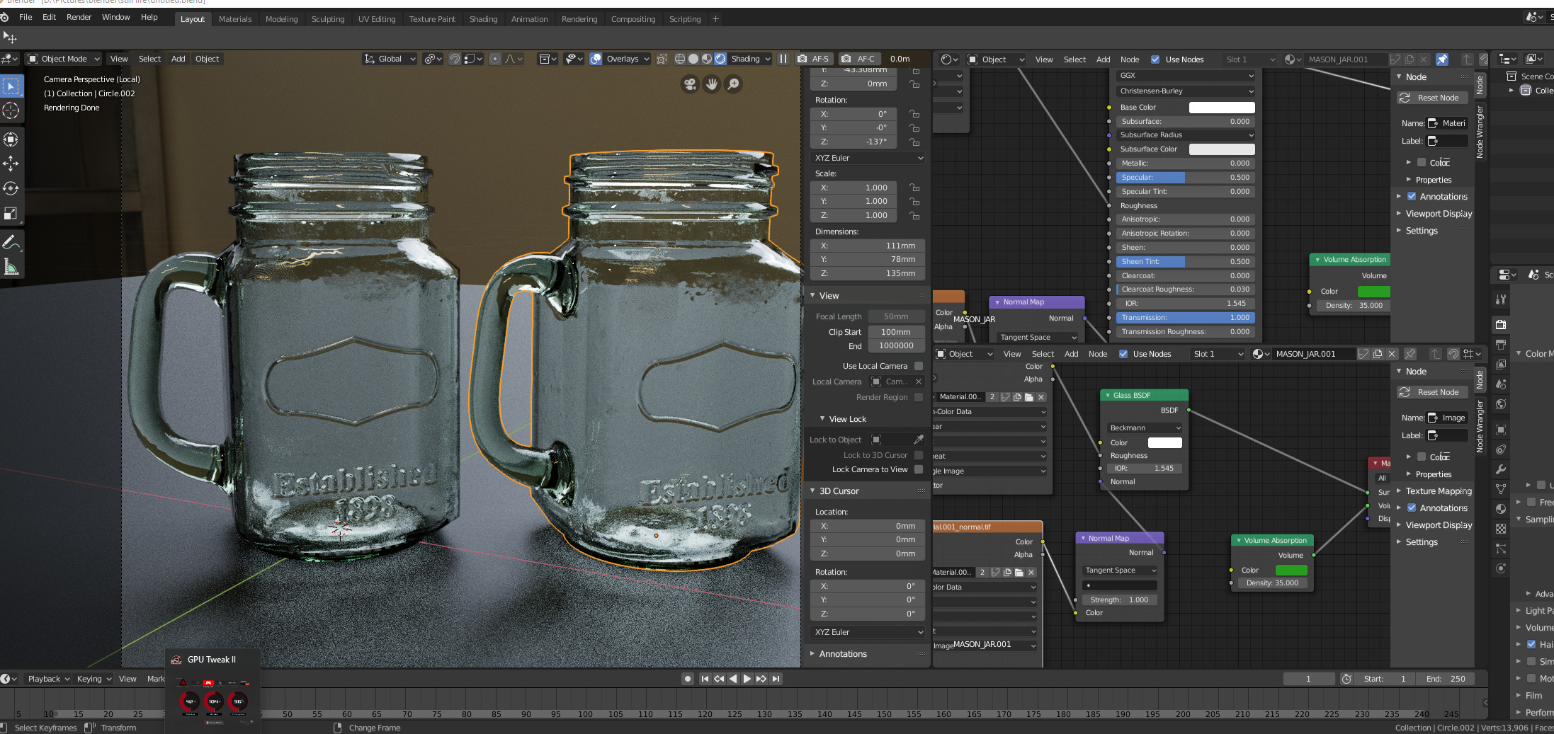 Blender 2.8 материал стекло Cycles